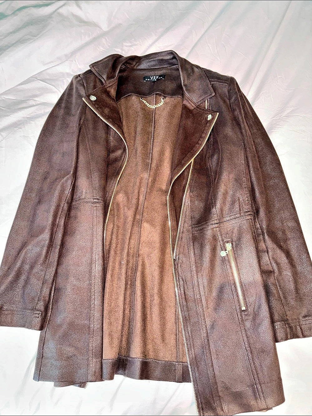 Vexx Women'Small Brown Moto Jacket Size Small Like New